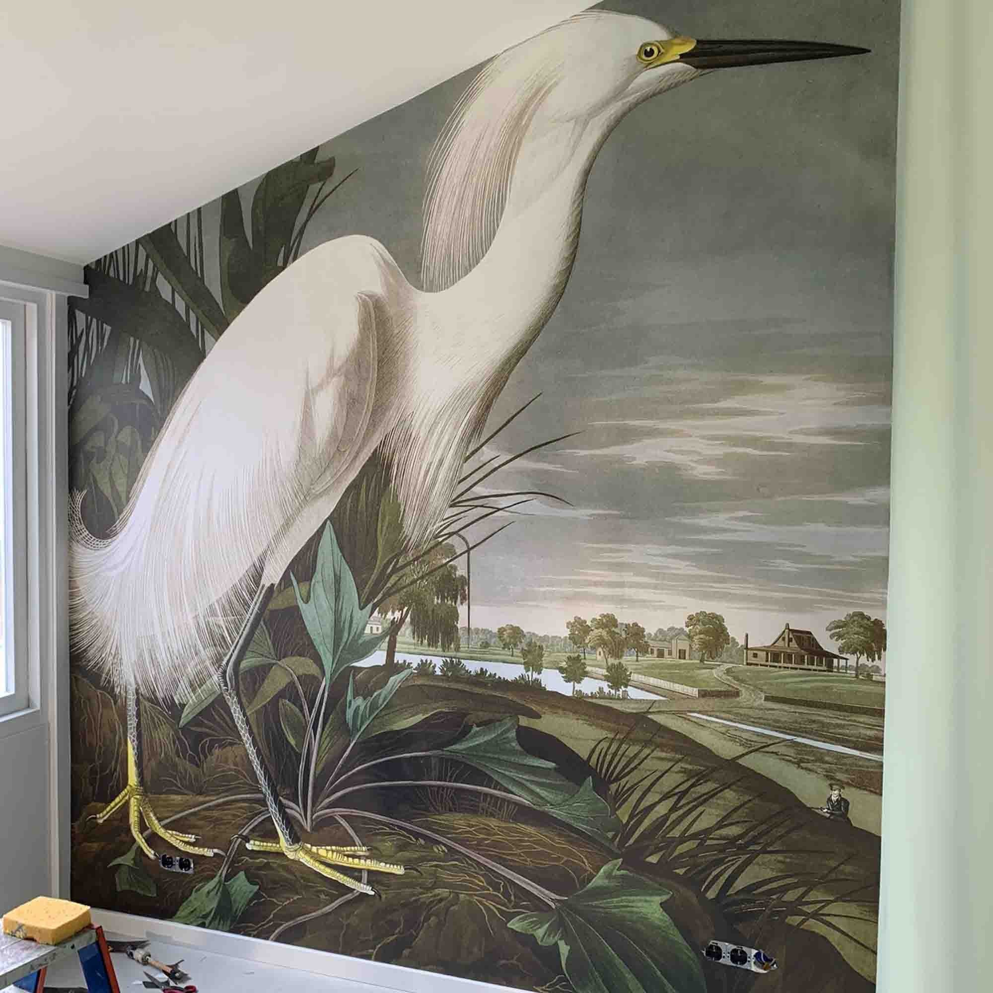 Fotobehang met een reiger over de volle wand
